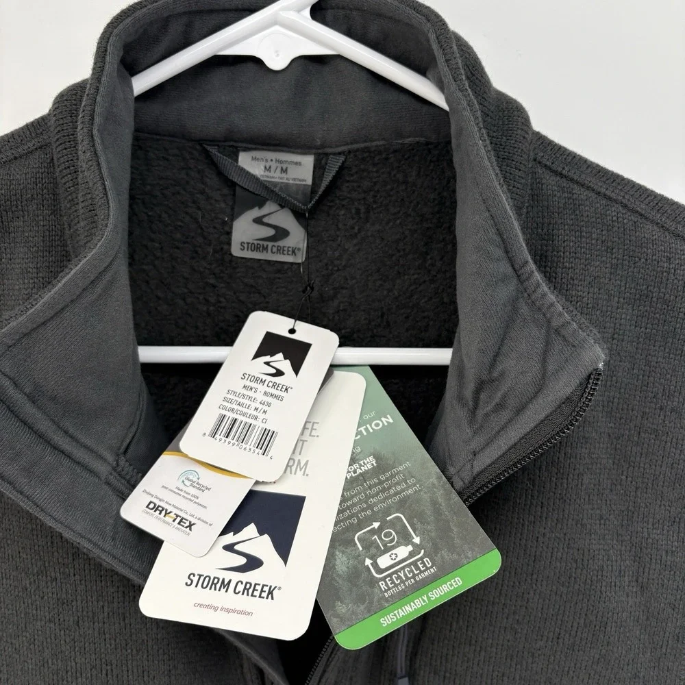 Storm Creek Mens Med Gray Full Zip Knit Sweater  Vest Utilty Golf Tech New‎